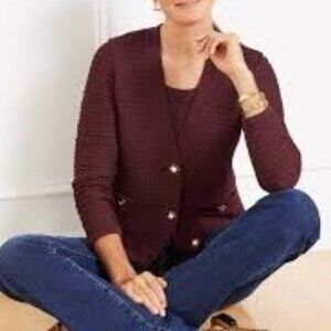 NWT  Burgundy Talbots Kate Cardigan Sweater